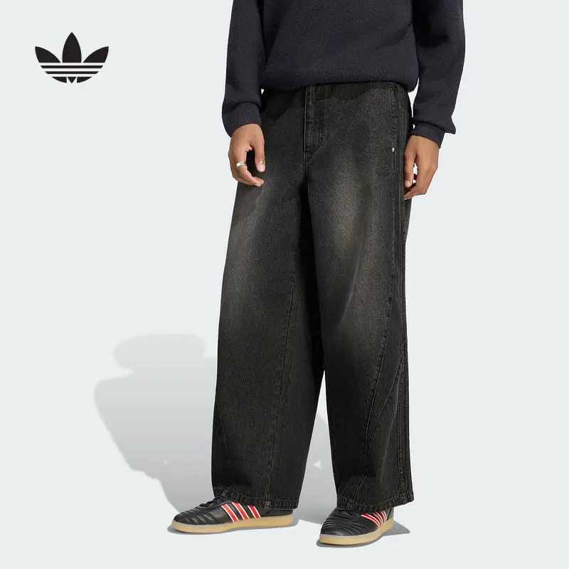Adidas Clover Silhouette Loose Sweatpants 2026 Autumn Men's Street Denim Trousers KX3037