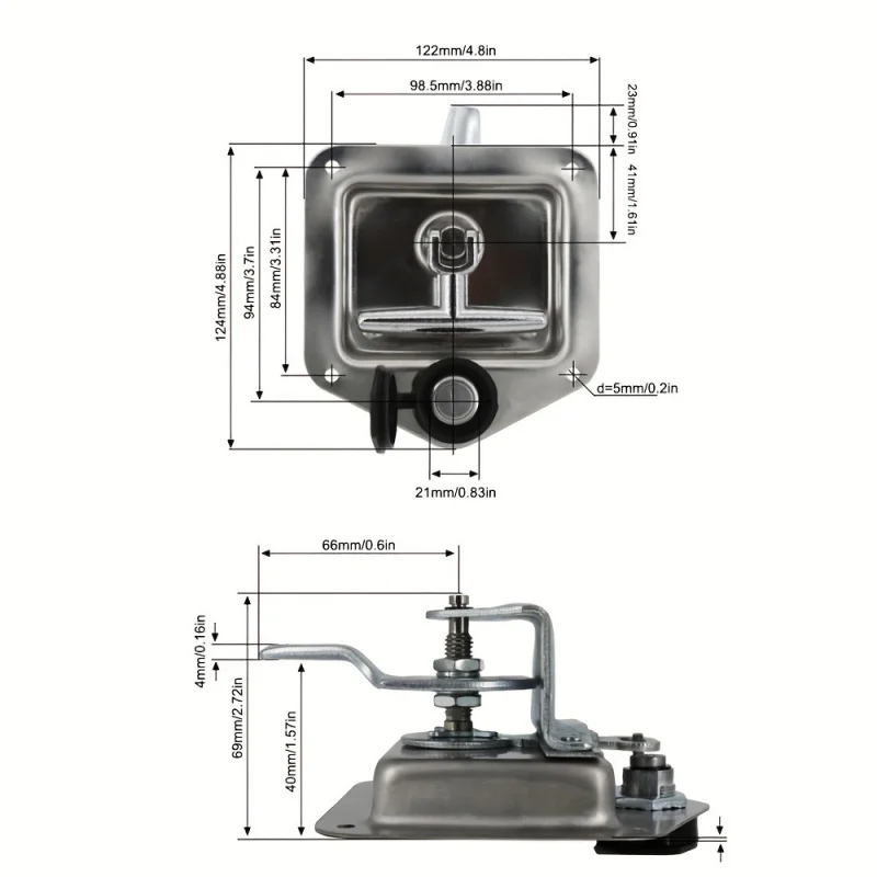 Truck Toolbox Hidden Lock Stainless Steel Turn Lock Tank Truck Box Lock Container Trailer Cabinet Door LockTType Lock