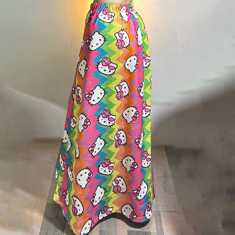 Pajama Pants Anime Kt Cat Rainbow Dopamine Trousers Skirt Cartoon Cute Loose Casual Trousers Cartoon Girl Gift Hello Kitty Loose view 4