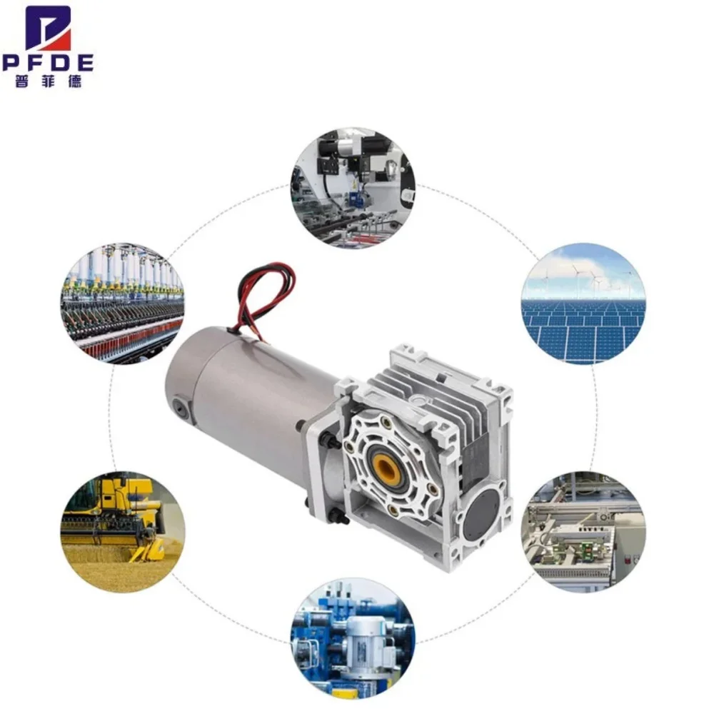 300W DC Motor Big Torque Worm Gear Reducer Gearbox with Self-Locking Speed Adjustable + NMRV040 Worm Gearbox 18RPM to 360RPM