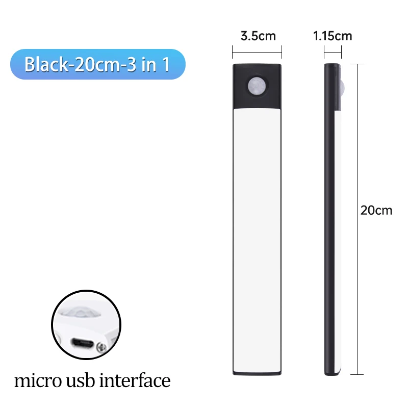 Kast Licht USB Oplaadbare Bewegingssensor Led Drie Kleuren In Een Lamp Voor Keuken Garderobe Binnenverlichting 10/20/30/40/50cm