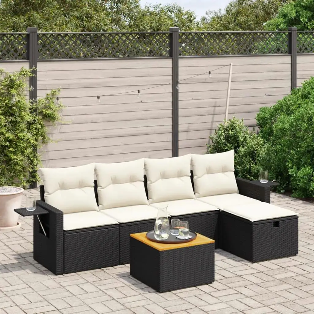 

Cozy Outdoor Black Garden Sofa Set Modern Patio Furniture Lounge Seating