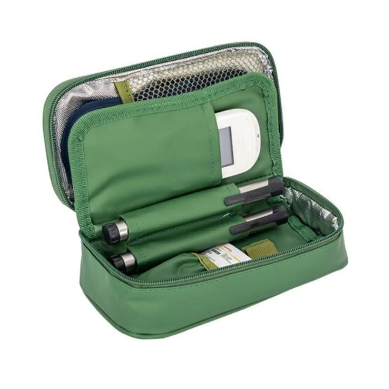 Aluminum Foil Insulin Cooler Travel Case Diabetic Medication Organzier Green