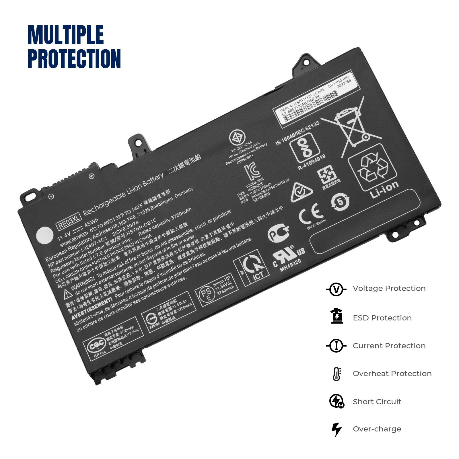 بطارية YOOFAN لسيارات HP و rel و ProBook و x03book ، لابتوب ، من من من نوع G7 و G6 و g5r و Zhan 66 و Pro 13 و G2 و 14 و G2 و G3 و 15 g2 ، من من ، من ، من 5