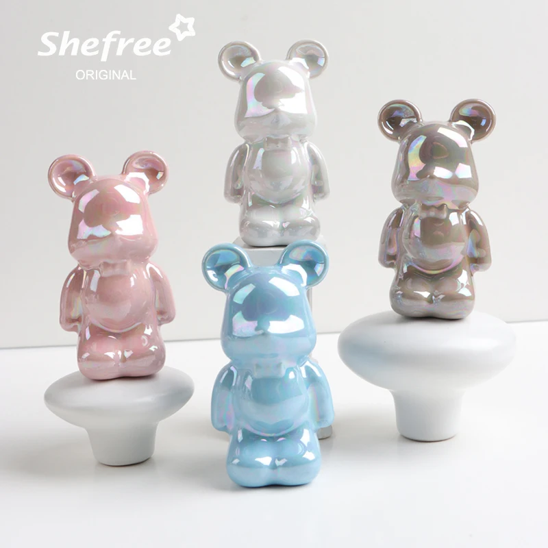Violent Bear Cute Bear Cartoon animals Ceramic Drawer Furniture Knobs Children Cabinet Pulls Dresser Knob Cupboard Handle