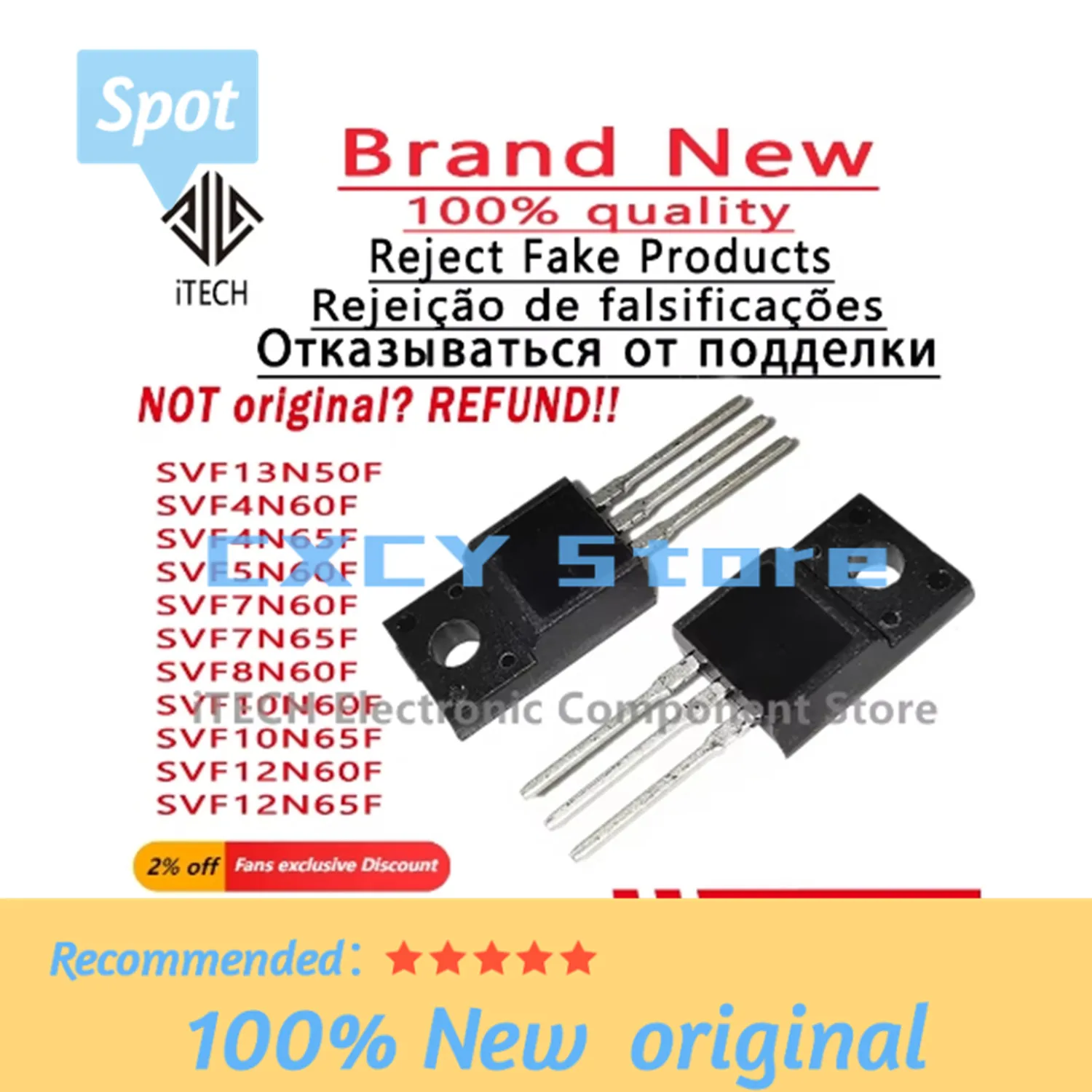 10pcs Original SVF4N60F SVF4N65F SVF5N60F SVF7N60F SVF7N65F SVF8N60F SVF10N60F SVF10N65F SVF12N60F SVF12N65F SVF13N50F TO-220F