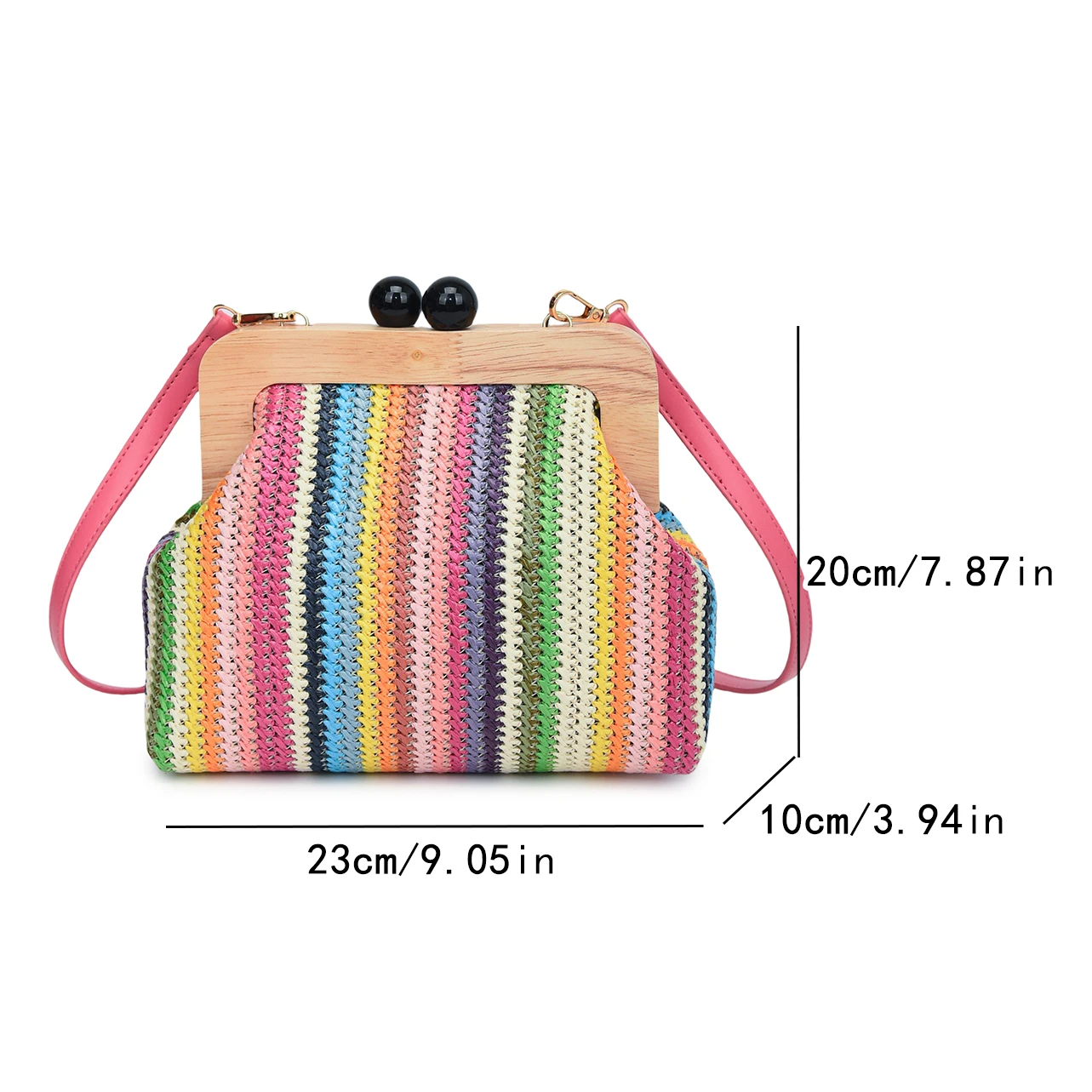 Summer Beach Straw Bag For Women Designer Cloud Bag 2024 New Wood Clip Purse Clutch Bag Shell Shoulder Crossbody Bags Fashion