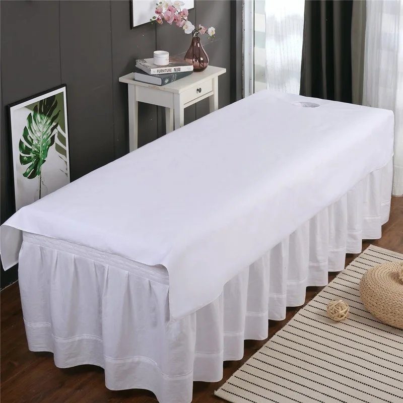 Beauty Salon Massage Waterproof Oil-proof Washable Soft Spa Clubhouse Dedicated Breathable With Holes Flat Bed Sheet