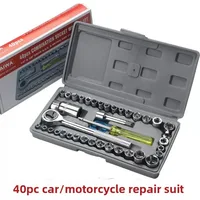 Nuevo 40 unids/set caja de herramientas para vehículo, llave de tubo combinada, Kit de herramientas manuales de reparación, juego de herramientas de reparación