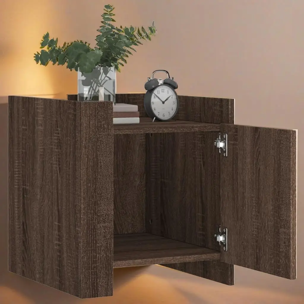 Brown Oak Bedside Cabinet 45x50x50 cm - Durable Engineered Wood Nightstand