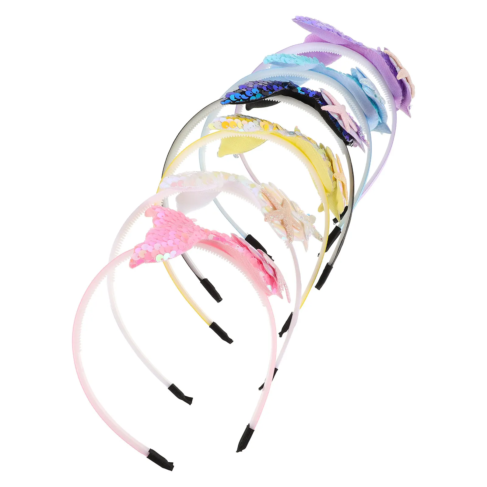 

6Pcs Glittering Mermaid Tail Headbands Stylish Kids Hair Accessories Comfortable For All Day Wear At Festivities
