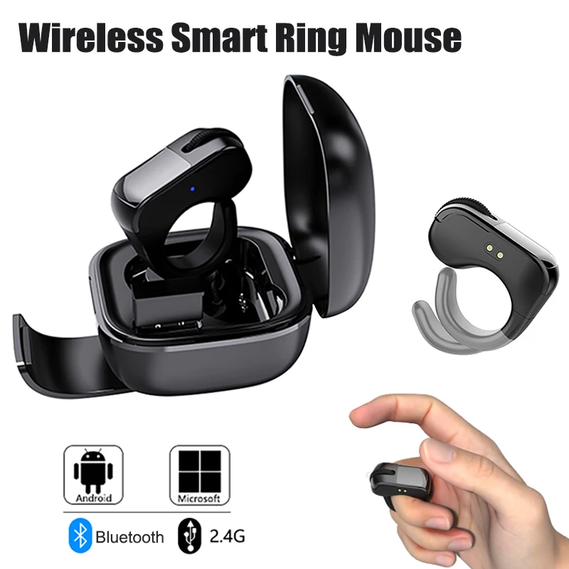 Ring Mouse Wireless 2.4G Bluetooth Dual Mode With Touchpad Rechargeable E-book Video Wireless Remote Control For Tablet Phone