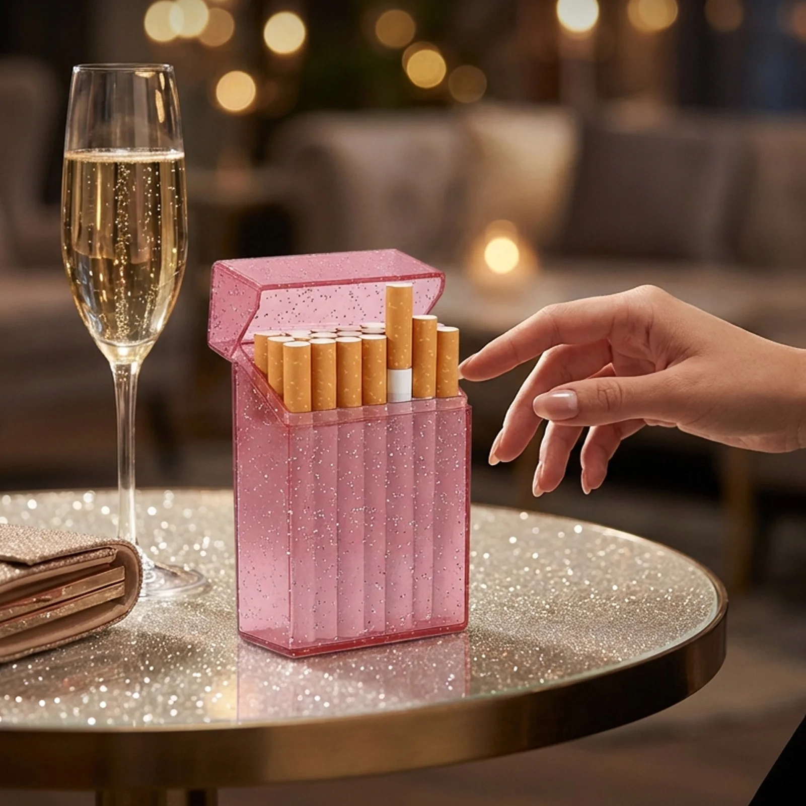 

Acrylic Cigarette Case Starry Design Portable Anti Pressure Soft Opening Box