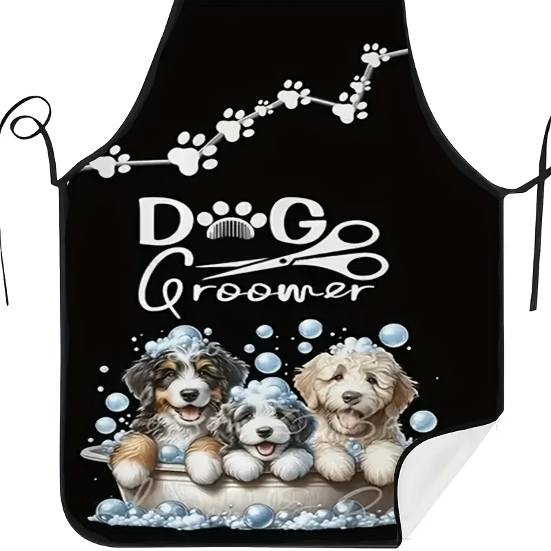 Dog Theme Apron, Cute Puppy Print, Stain-Resistant, Home Coo