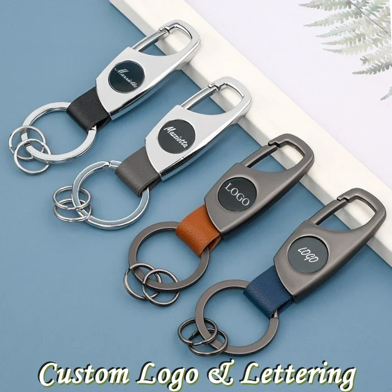 

Custom LOGO Keychain Creative Lettering PU Leather Car Key Chain 2024 Personality Metal Wholesale Keyring Gift