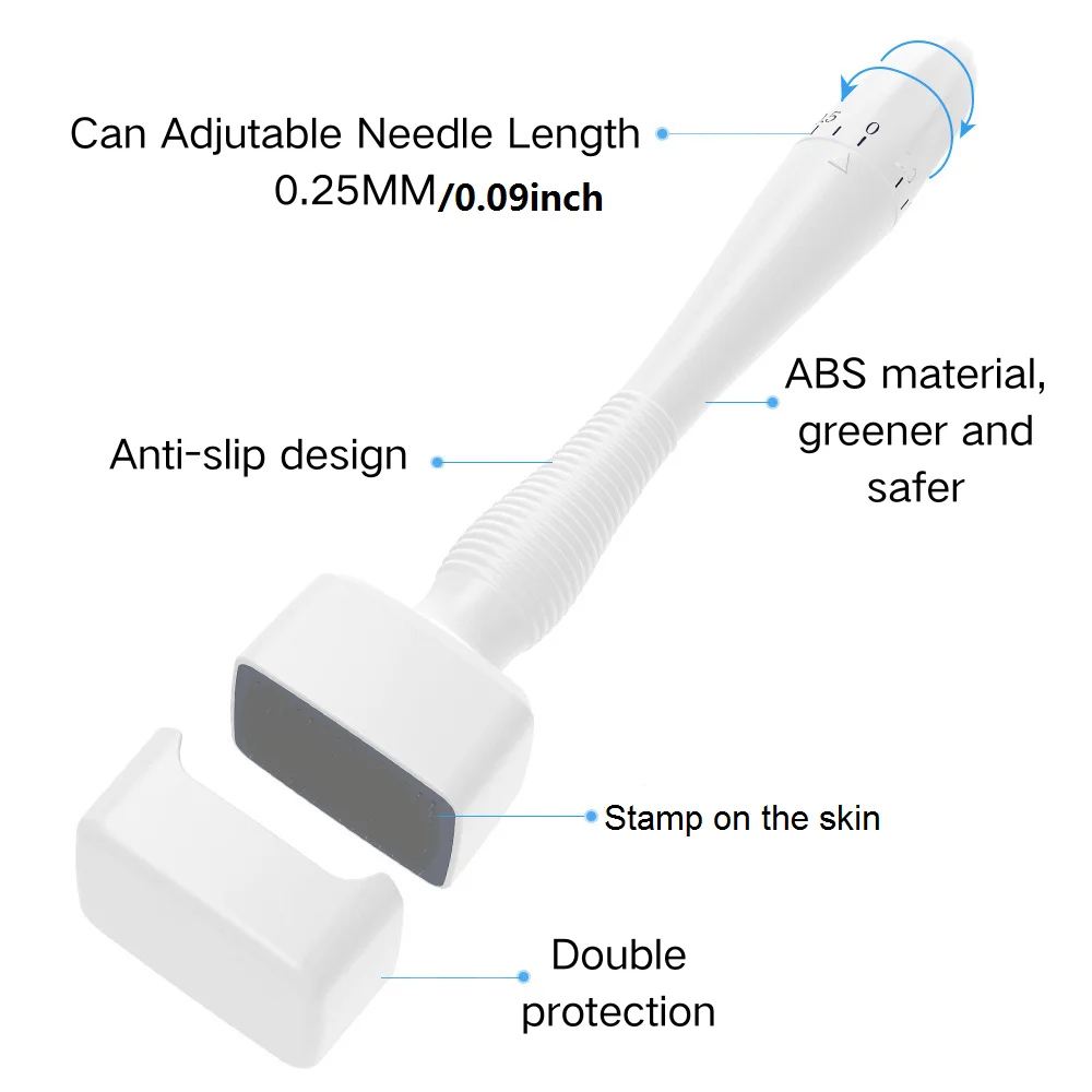 1-50 Stück 140 Nadeln Verstellbarer Derma-Stempel Microneedling Gesichtsroller Massagegerät Hautpflege Bartwuchs Kopfhaut Haar Fabrikverkauf – Detail 2