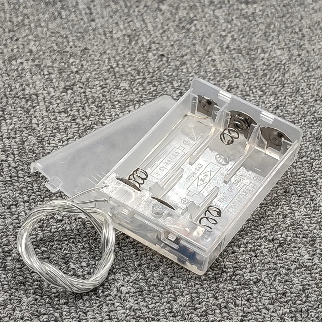 AA Battery Case AA Battery Holder AA Battery Box AA Case With Switch Lead Transparent 3AA 4.5V