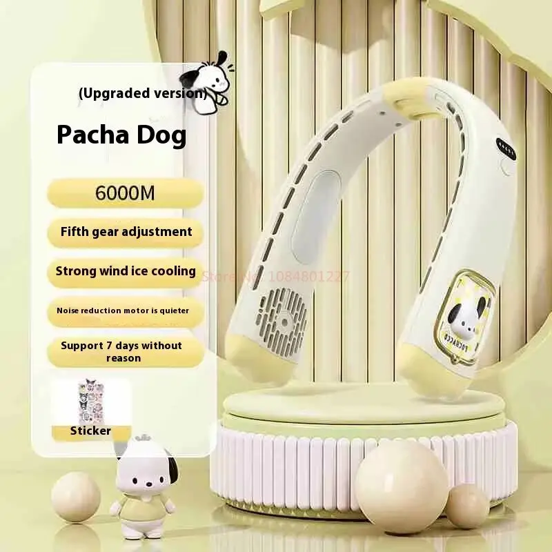 

2025 Pochacco Kuroumi Neck-Hanging Fan Ultra-Long Battery Life Silent Small Outdoor Portable Lazy Fan Bladeless Neck