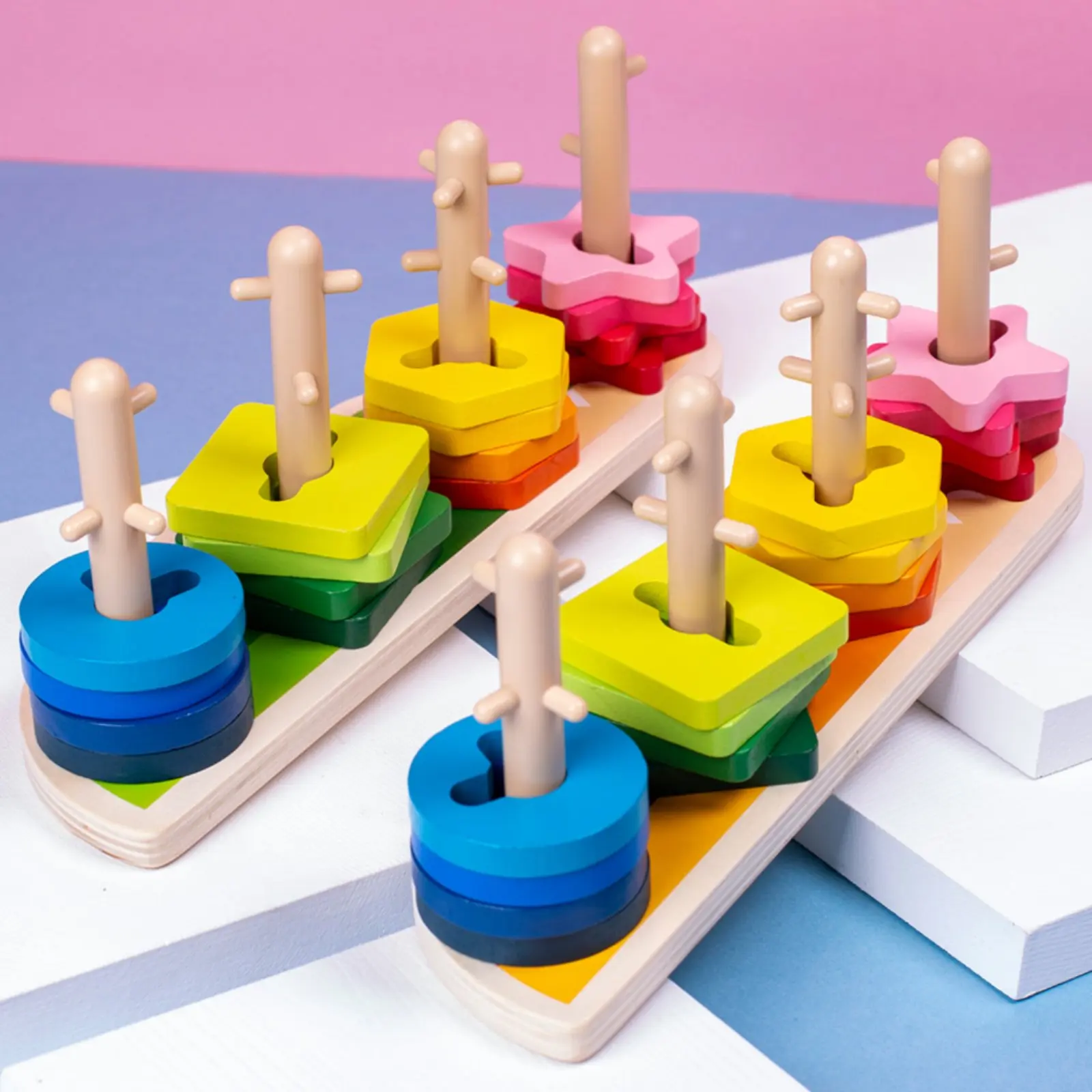 Crocodile Stacking Toy Polished Wooden Shape Sorter Wooden Stacking Toy Fine Movement Skills Pegged Shape Matcher
