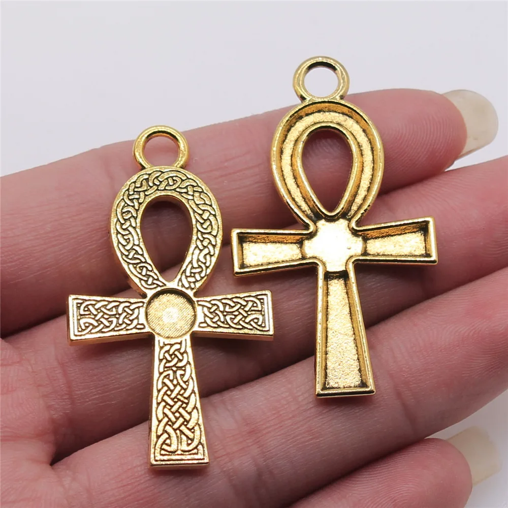 10pcs Charms Ancient Egypt Ankh Life Symbol Cross Pendants DIY Crafts Making Findings Tibetan Life Key Ankh Cross Charms