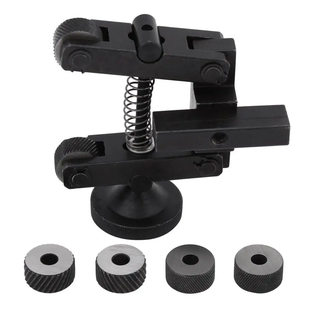 Adjustable Knurling Tool Holder with Spring Loaded Shank and Spare Wheels