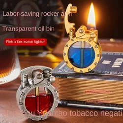 Creative Visual Transparent Large Capacity Fuel Tank Labor-Saving Rocker Arm Ignition Metal Material Kerosene Lighter