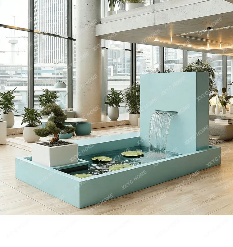 Modern simple glass bottom cabinet water view fish tank living room floor tank square