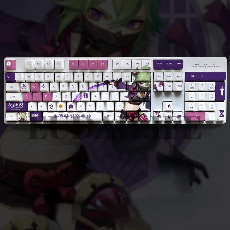

Kuki Shinobu 108 Key Cap Genshin Impact PBT DYE Sublimation OEM MX Cross Axis Switch Keycap Mechanical Keyboard Game Gaming Gift