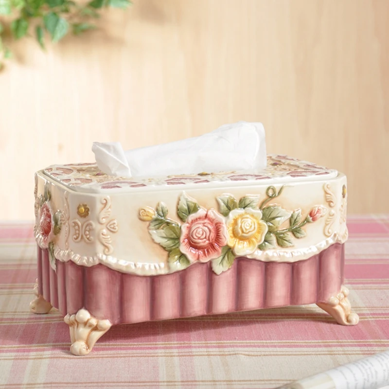 

European Ceramic Tissue Box Holder for Dining Table, Unique Kitchen Countertop Accessories, Stylish Living RoomDecorative Accent