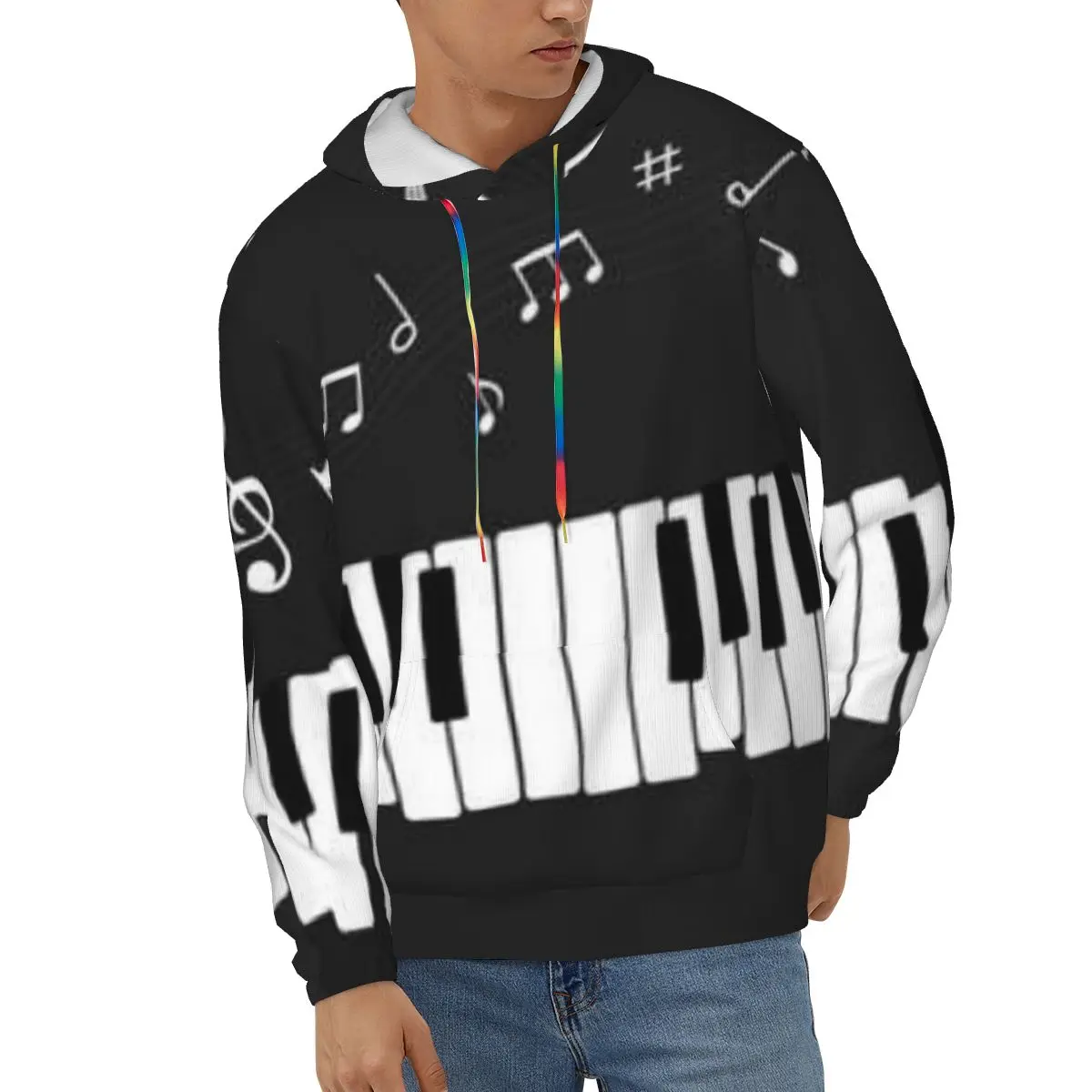 

Music Piano And Musical Notes Men's Hoodies Autumn Winter Hooded Sweatshirt Hoodie Hip Hop Pullover Hoody