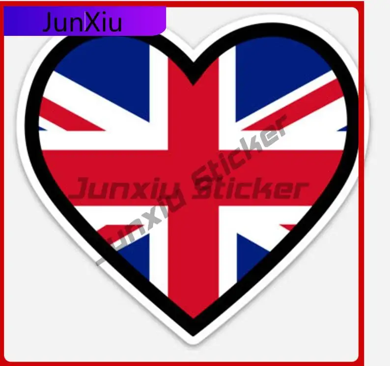 

Union Jack Flag Heart Shaped Sticker Car Bicycle Skateboard Laptop Rv Camper Windows Windshield Luggage Cover Scratches Decora