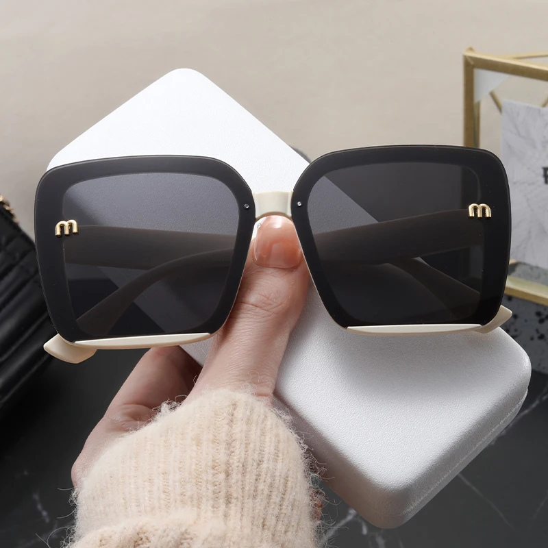 Motorcycle Driving Retro Square Sunglasses Women Fashion Minimalist Design Anti Blue Light  Sun Glasses Double Beam Goggles