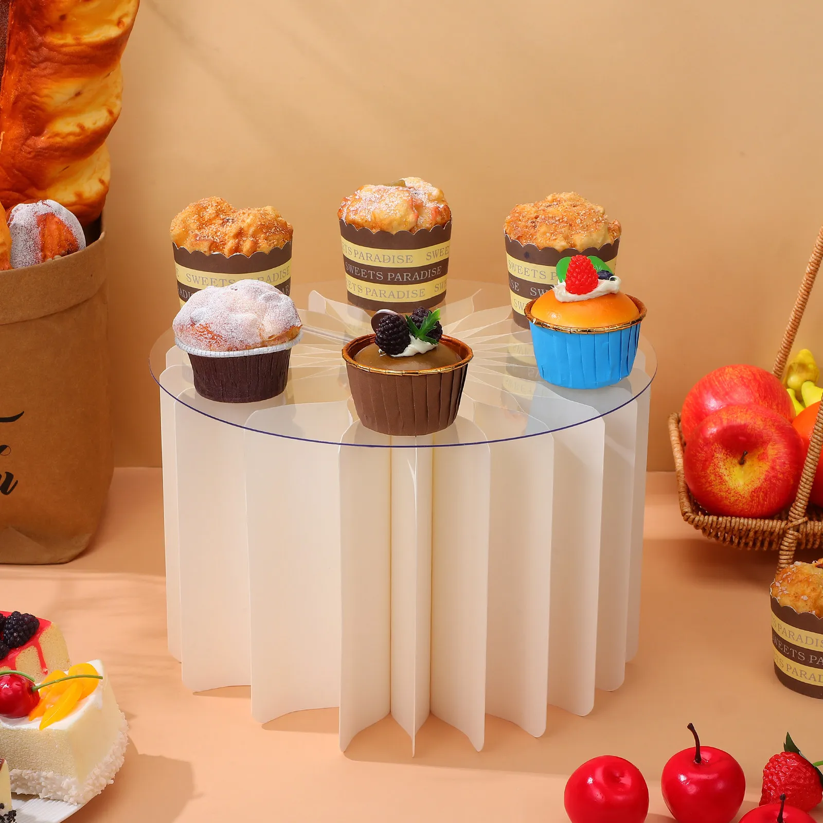 Foldable Dessert Table Paper Cylinder Pedestal Stand Roman Column Stable White Round Cylinder Stand for Wedding Party