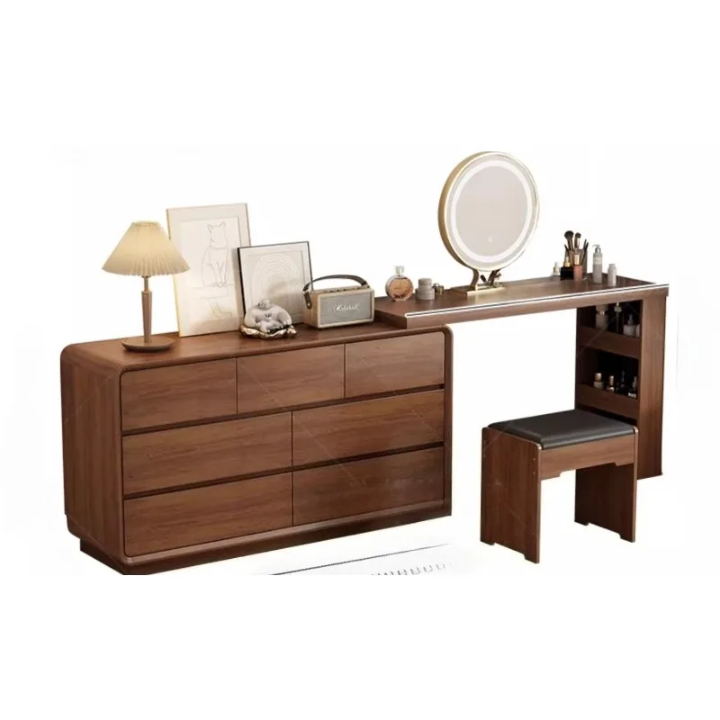 Muebles altos y bajos para dormitorio, combinación de mesita de noche, taquilla de TV, cómoda de nogal