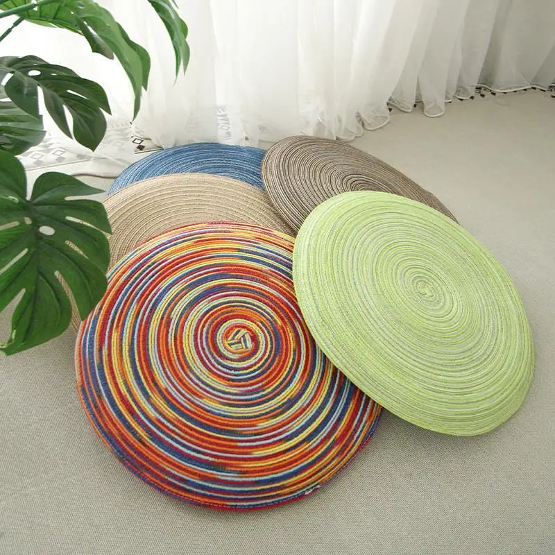 Ramie Cushion, Lazy Sofa, Tatami Mat, Woven Straw, Kneeling and Bowing Soft Seat, Thick Low Table Cushion for Home Use，Garden