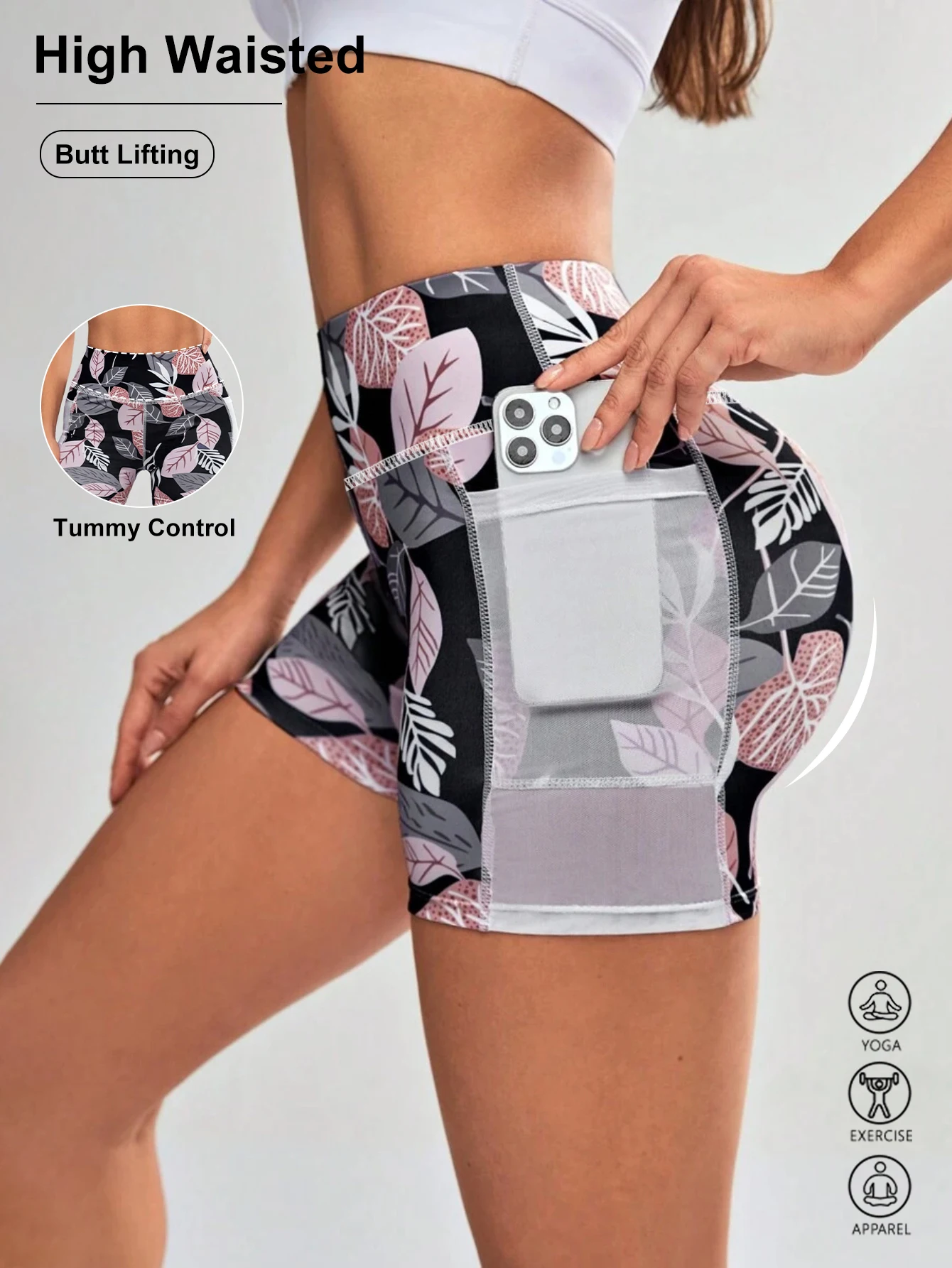 Printed Yoga Shorts Comfortable Breathable Skin-Friendly Three-Quarter Length Sports Pants for Running Yoga And Street Fashion
