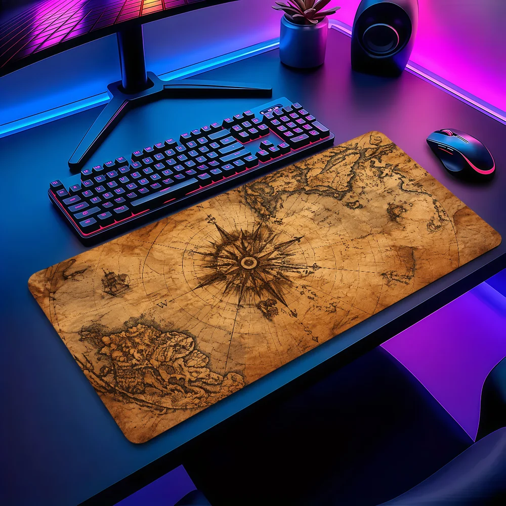 Vintage Nautical Map Mouse Pad Non-slip Thickened MousePad Large Writing Lockedge Office Student Gaming Cushion