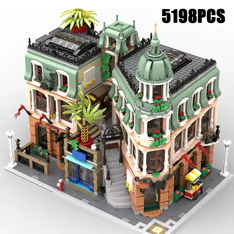 MOC-Blocos de Construção Para Crianças, Modelo Street View, Grand Boutique, Tijolos Técnicos Do Hotel, Montagem DIY, Brinquedos De Construção, Presente De Férias