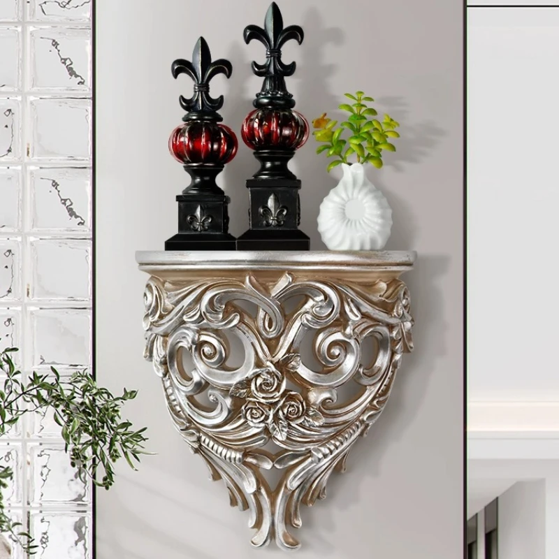 European Hollow Shelving Unit, 3D Wall Decor Shelf, Resin Carved Candle Stand, Creative Wall Hanging Ornament