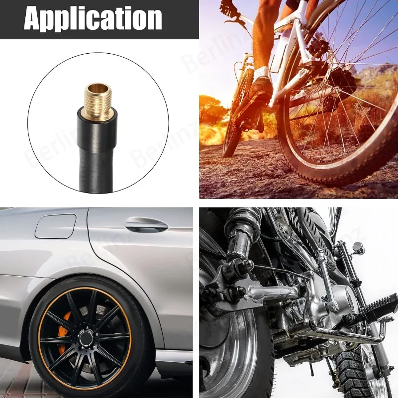 Threaded Tire Inflator Extension Hose Chuck Adapter Air Pump Tube Tire Valve Connection Pipe for Car Truck Bike Copper Rubber