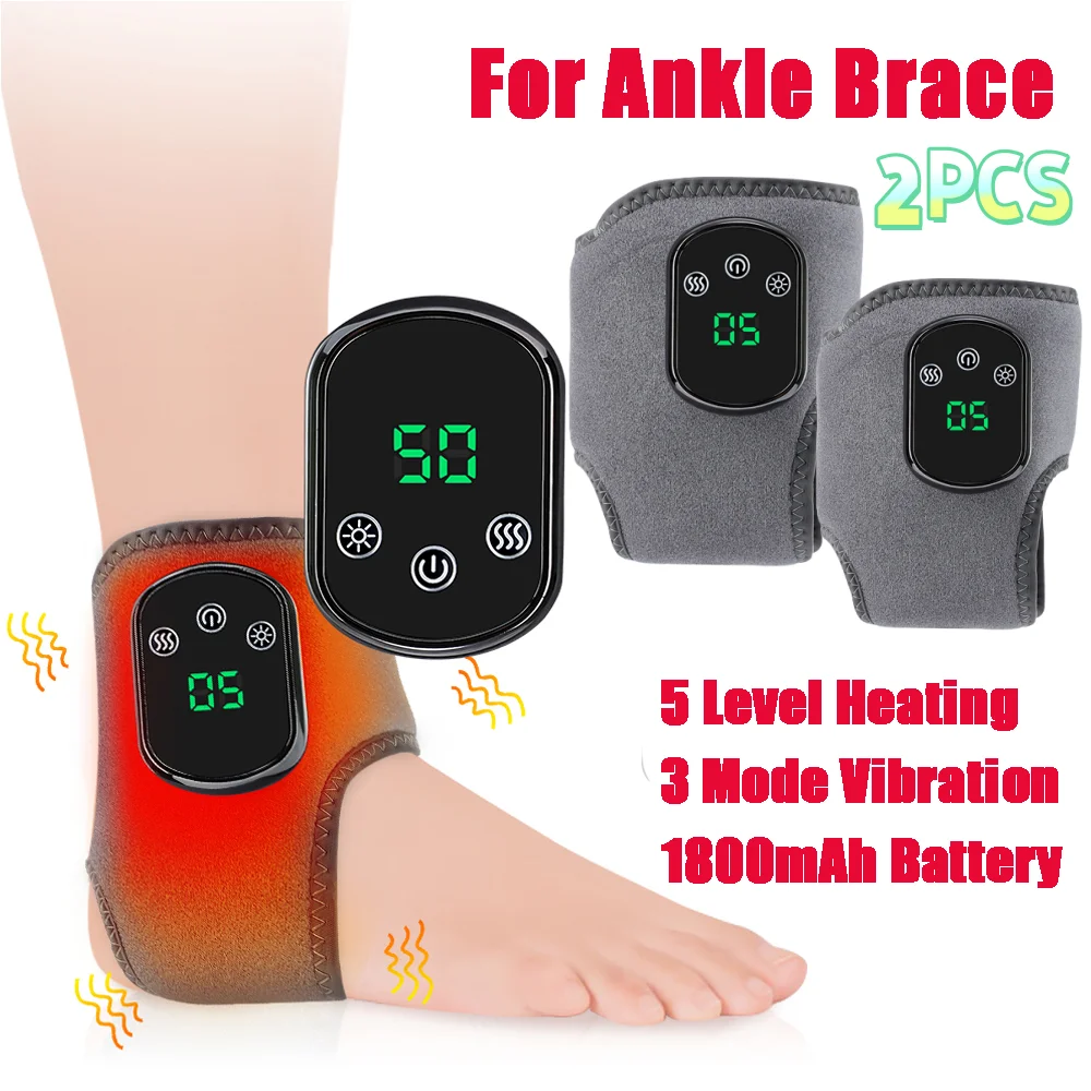 

Электрический нагревательный и вибрационный массажер для лодыжки, 1/2 шт., инфракрасный горячий компресс, терапия, массаж лодыжки с подогревом, поддержка Brace Foot Pro