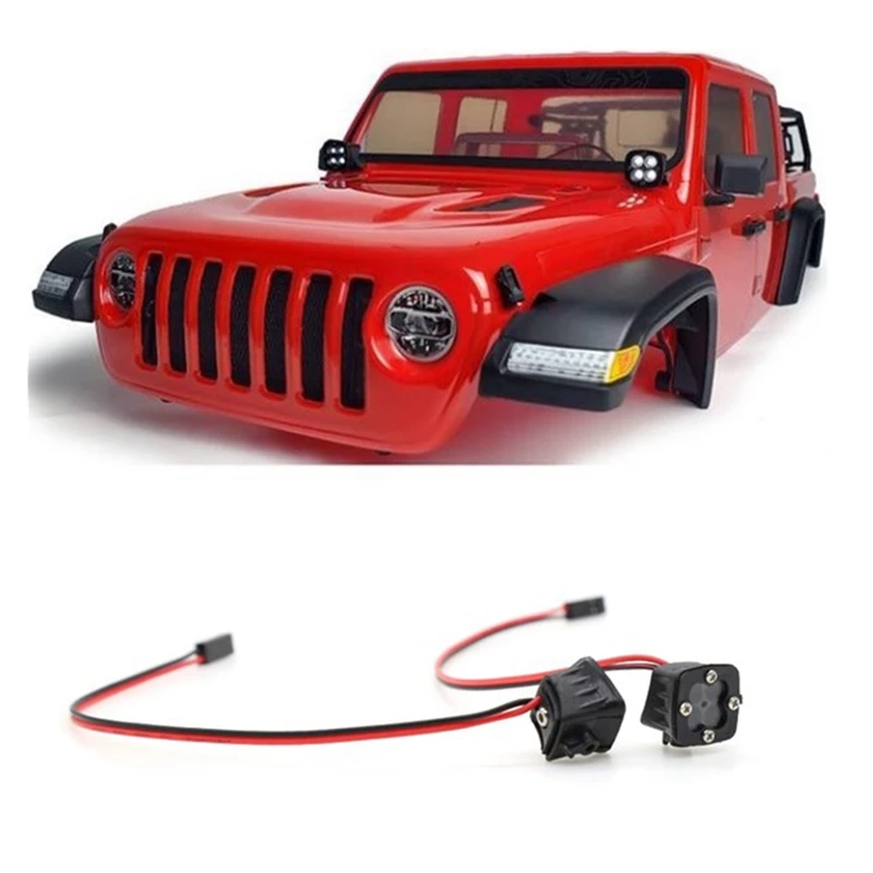 Lampu depan atap LED mobil RC, 2 buah lampu sorot untuk 1/10 RC Crawler Axial SCX10 90046 Traxxas TRX4 TRX6 Redcat Gen8