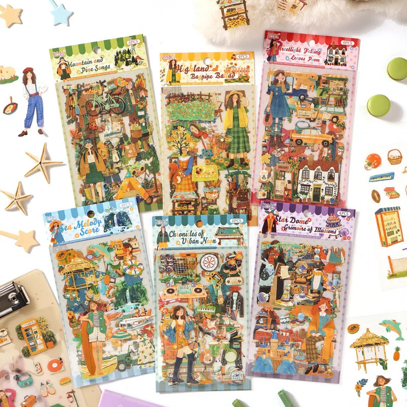Yuezhen Cultural and Creative Floating World Wanhua Mirror PET Journal Stickers Children's Stickers notebook Materials Gift