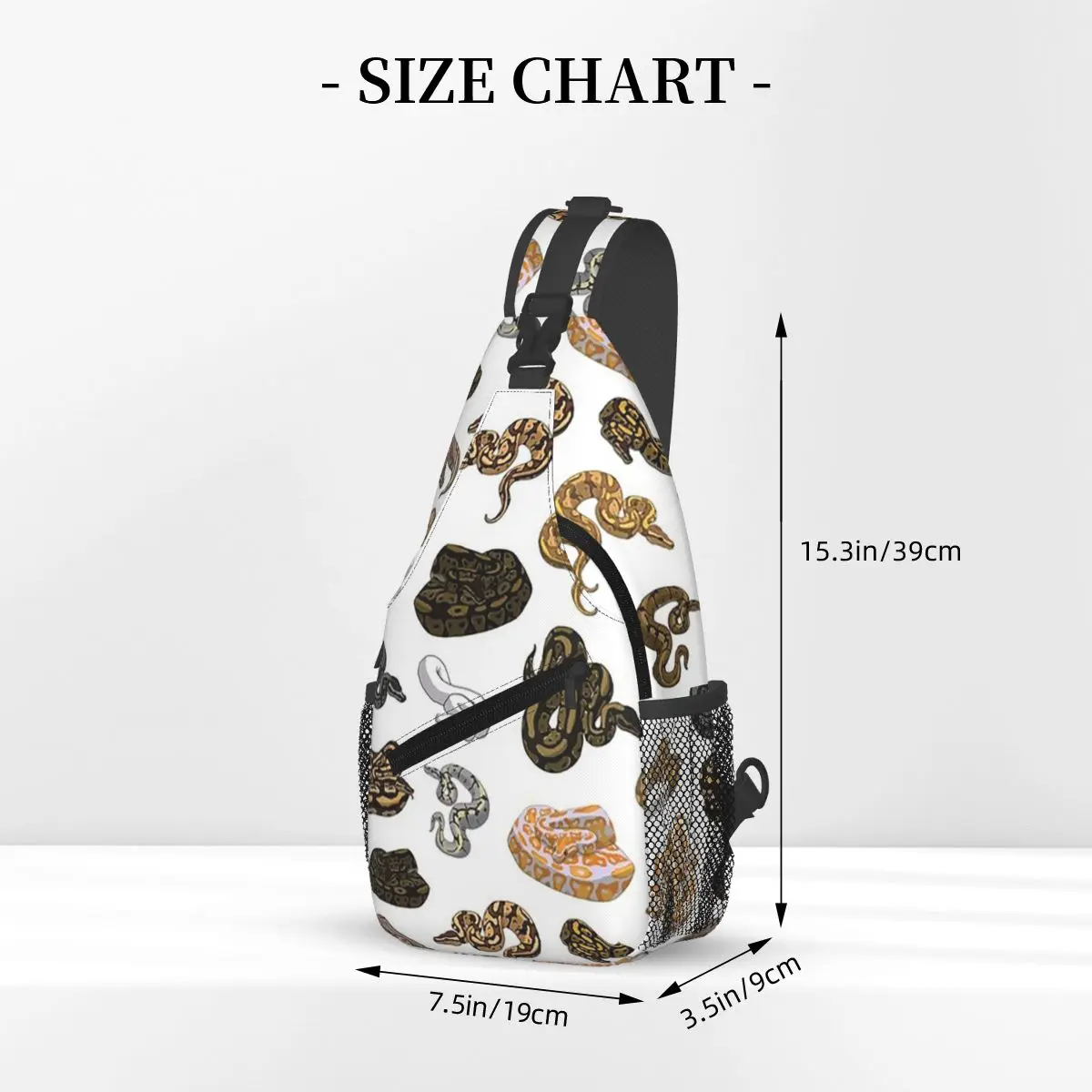 Ball Python Morph Snake Pattern Sleeveless Top Chest Bag Men Sling Crossbody Backpack Chest Bag Traveling Daypack Shoulder Bag