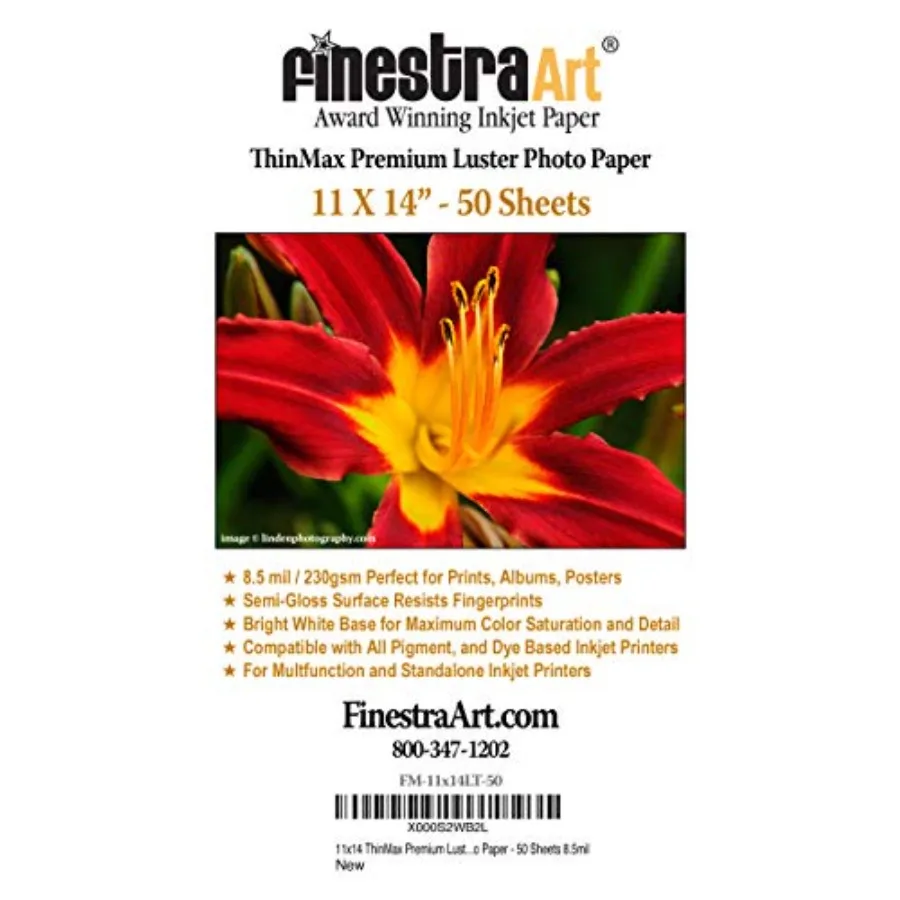 

11" X 14" ThinMax Premium Luster Inkjet Photo Paper - 50 Sheets