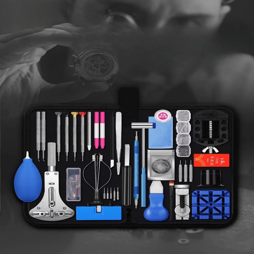 Professional Watch Repair Tool Set - Link Pin Remover Shell Opener Battery Replacement Strap Adjustment Kit for Watch Fix