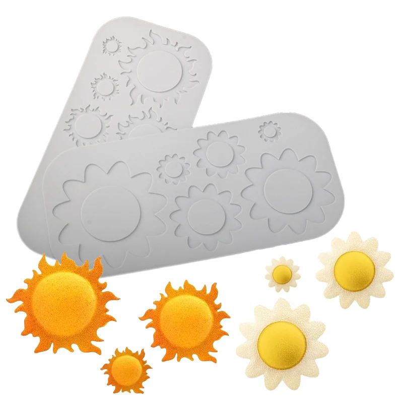 Sunflowers or Cartoon Sun Pattern Silicone Lace Mat Fondant Moulds Sugarcraft Silicone Pad Chocolate Crispy Chip Decoration