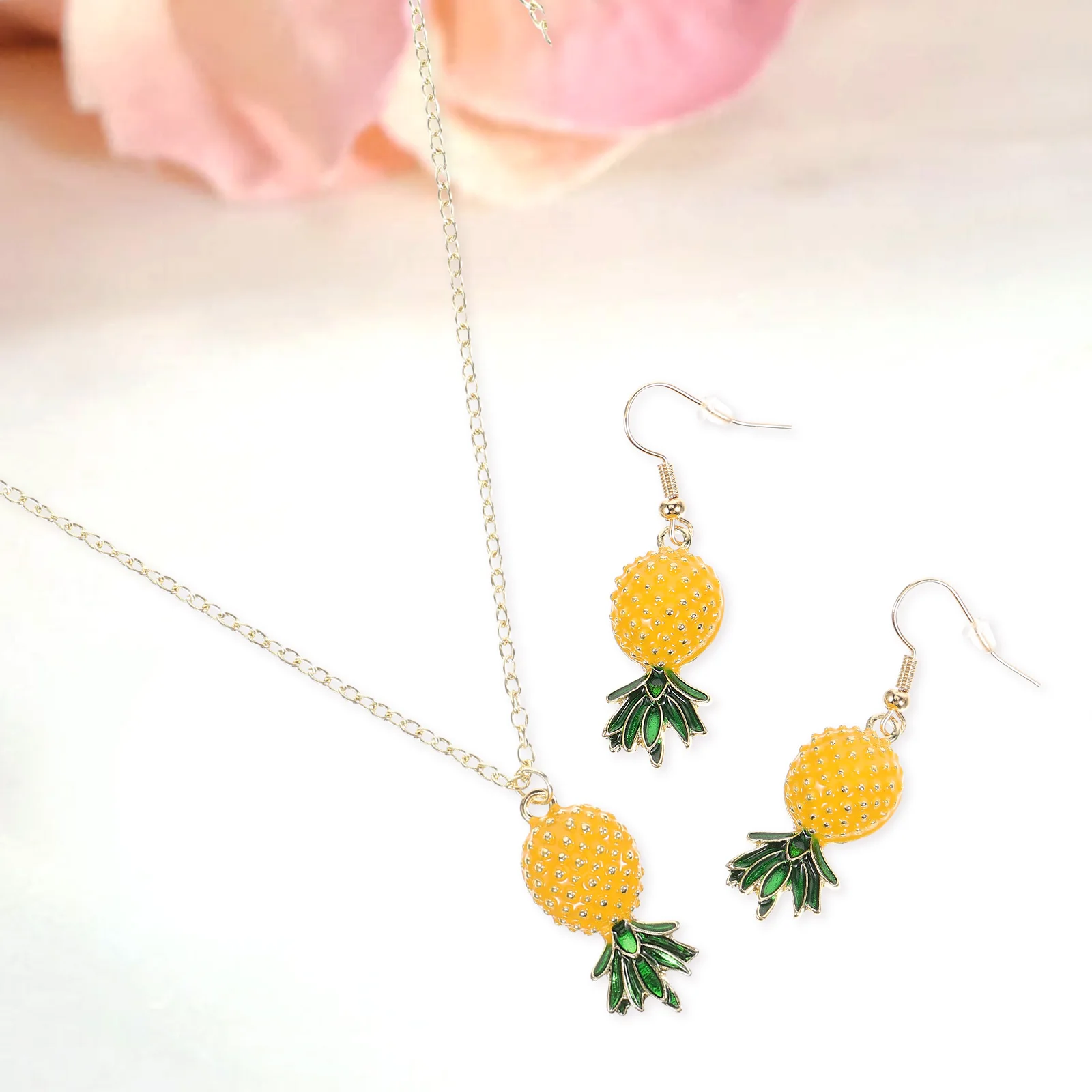 الرجعية الأناناس أقراط للنساء أنيقة المتدلي مجوهرات خمر سبائك الفاكهة قلادة قلادة مجوهرات الأزياء النسائية الأنيقة #5