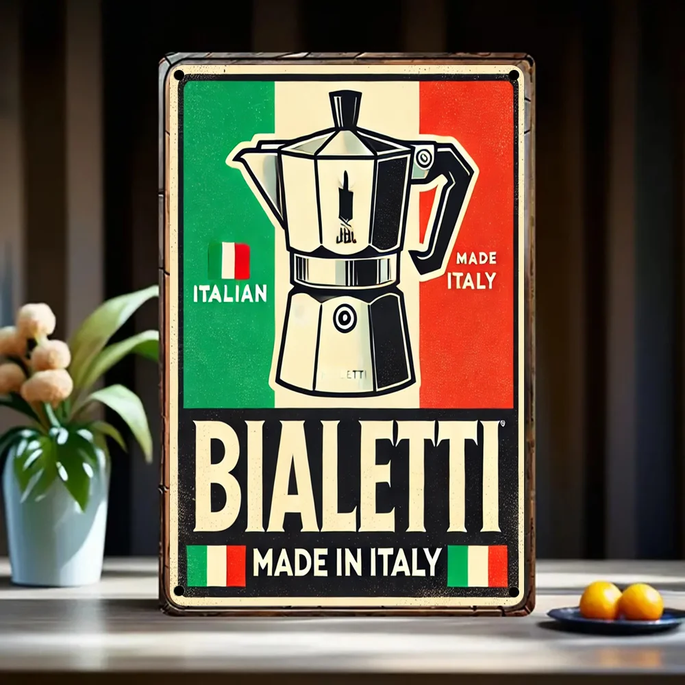 Italian Moka Coffee Pot Italy Flag Retro Metal Tin Sign Vintage Wall Decor For Kitchen Cafe Bar Restaurant