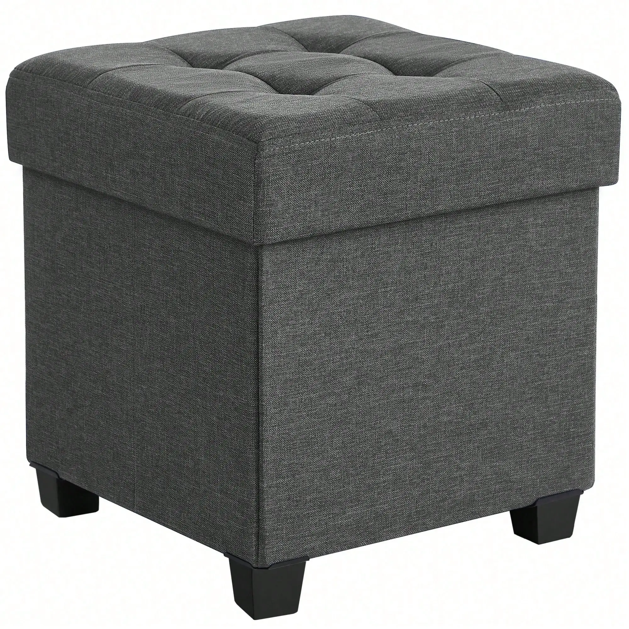 

15 Inches Cube Storage Ottoman, Bedroom Bench With Storage, Foot Stool With Feet, Holds Up To 660 Lb